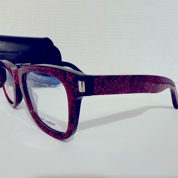 Yves Saint Laurent Red Glitter Eyeglass Frame - 140/48/22 UNISEX - Picture 5 of 8